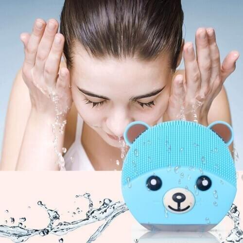 USB Waterproof Silicone Electric Face Cleansing Brush Rechargeable Sonic Vibration Facial Pore Cleanser Skin Scrubber Massager
