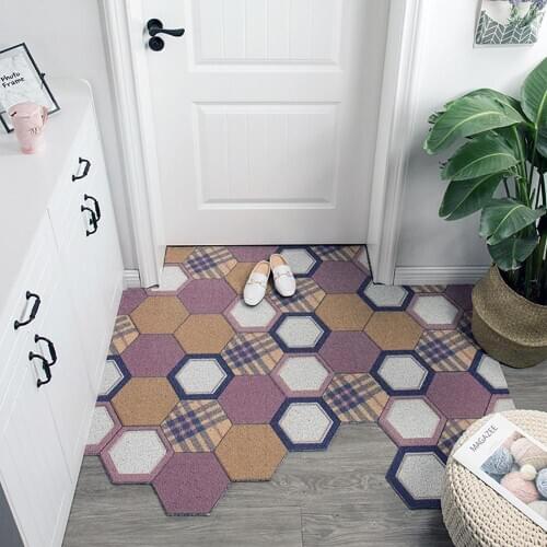 Entrance Doormat Hexagon Anti-slip Carpet Living Room Bedroom Kitchen Mat Bathroom Mat Hallway Doormat Can Be Cut Floor Carpet