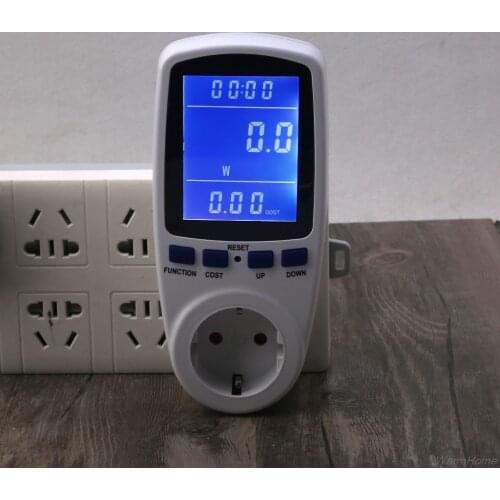 EU/US/UK Plug Power Watt Voltage Energy Cost Meter with Digital LCD Overload Protection Energy Saving Power Meter Socket A16 21