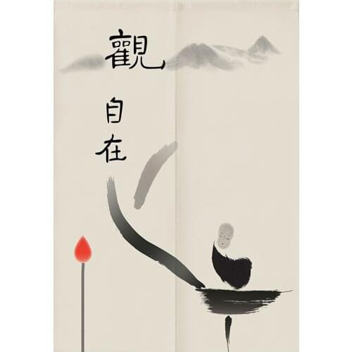 Chinese-Style Door Curtain Partition Curtain Kitchen Bathroom Bedroom Curtain Zen Household Feng Shui Curtain