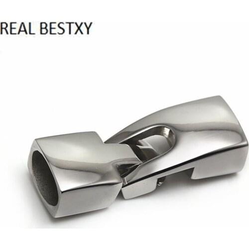 20pcs/lot hole size 10.5*6mm Custom logo stainless Clasps For Bracelets Stainless Steel Clasps Jewelry Making flat Leather Cord