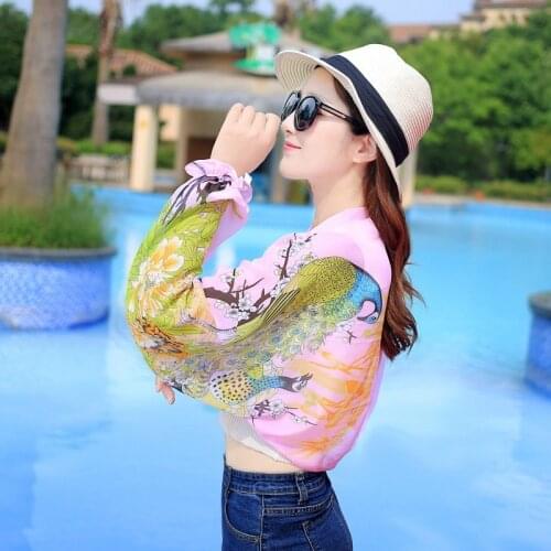 2021 New Summer Chiffon Veil Shawl Women Sun Protection Clothing Long Sleeves Anti-UV Jacket Cover Up Chiffon Coverup Swimwear