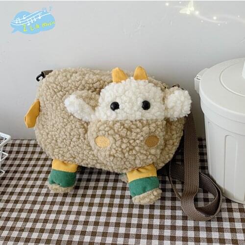 Womens Bag Cute Plush Lamb Shape Shoulder Crossbody Bags for Women Female bag 2021 Casual Ladies Small Shopper Purse Handbags