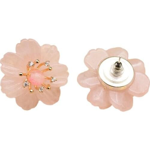 925 sterling silver earrings natural stone flower earrings female European and American personality handmade earrings