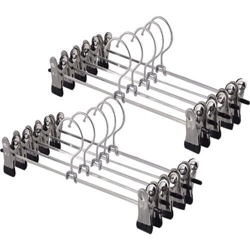 10pcs/lot New Hangers For Clothes Stainless Steel Clip Stand Hanger Pants Skirt Kid Clothes Adjustable Pinch Grip X4YD4