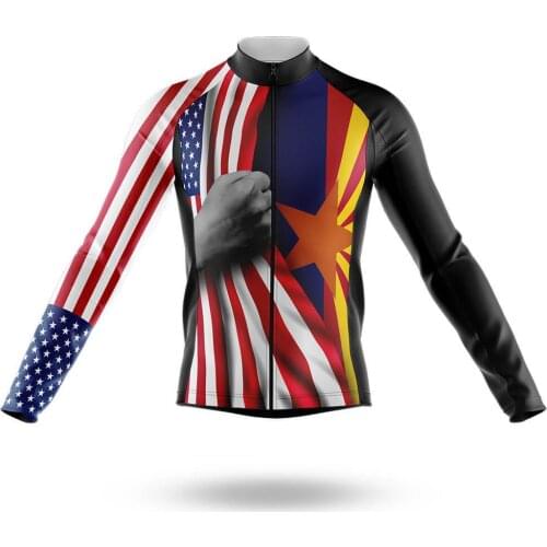 2021 American Flag Arizona Mens Cycling Jersey Long Sleeve Clothing Race Road Bike Shirts Bicycle Tops MTB Uniform Maillot