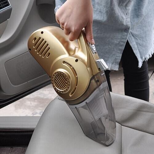 4-in-1 Car Vacuum Cleaner Wet and Dry Duster Auto Care with Tire Pressure Gauge Air Pump Inflator Lighting and Dust Function C45