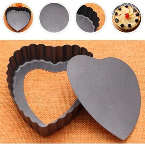 4 in Nonstick Pie Pan Bakeware Heart Shape Laced Quiche Pan With Removable Bottom Easy Release Cake Decor Mould DIY Baking Tools
