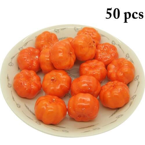 50pcs/set Simulation Pumpkin Halloween Artificial Pumpkin Lifelike Faux Vegetable Photography Props Home Decoration Accessories