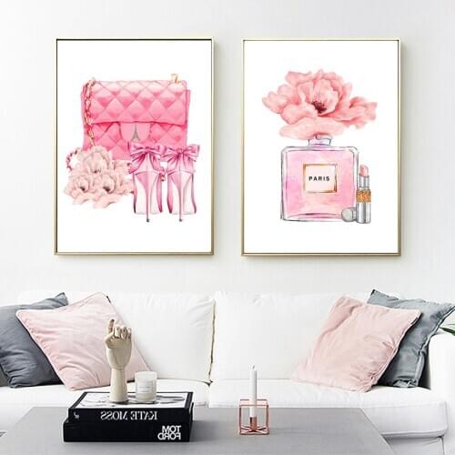 Diamond embroidery pink fashion perfume high heels lipstick bag mural rhinestone embroidery art Nordic cross stitch mosaic l