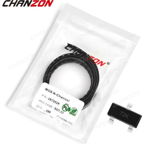 100pcs 2N7002K SOT-23 N-Channel SMD Mosfet Bipolar Junction Transistor BJT SIC Mos Fets Triode Tube SMT Integrated Circuits