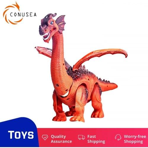 Large Electric Dinosaur Walking Lay Eggs with Projection Light Music Long Necked Dragon Simulation Animal Model Childrens Toys