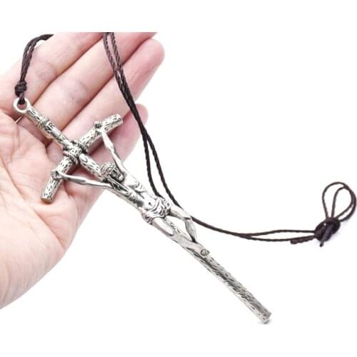 Church Relics Wall Cross Crucifix Jesus Christ on the Stand Antique Home Chapel Decoration Necklace