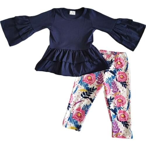 Kids designer clothes girls fall outfits toddler girl clothes boutique girl clothe cotton top flower print boutique kid clothing