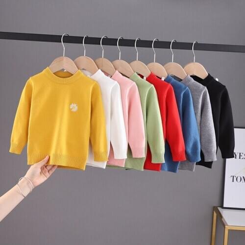 Childrens Clothing Autumn and Winter New 2020 Korean Baby Sweater Solid O-neck Pullover Sweater for Girls and Boys Knitted Coat