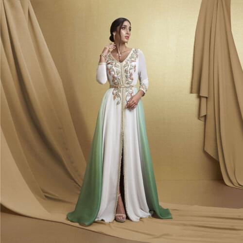 Elegant Simple Moroccan Caftan Evening Dress V-Neck A-Line Floor Length Summer Dress Special Occasion Dubai Prom Dress Plus Size