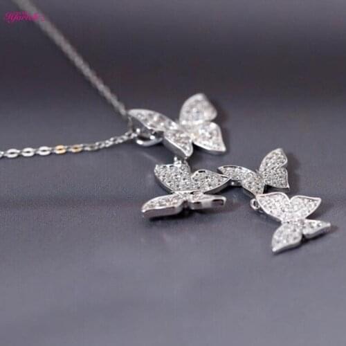 Hfarich silver Color Multiple Zircon Butterfly Necklaces & Pendants for Women CZ Wedding Statement Choker Necklace Gifts