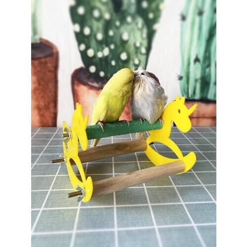 Birds Parrot Toy Rocking Wooden Horse Stand Stand Stand Frosted Solid Wood Stand Stick Rocking Chair Seesaw