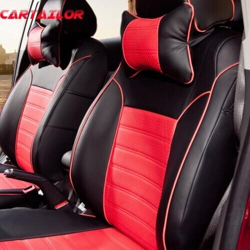 CARTAILOR Car Styling Cover Seats for Toyota Sienna 2007 2011 Seat Covers & Supports Black PU Leather Car Seat Cover Set Airbags