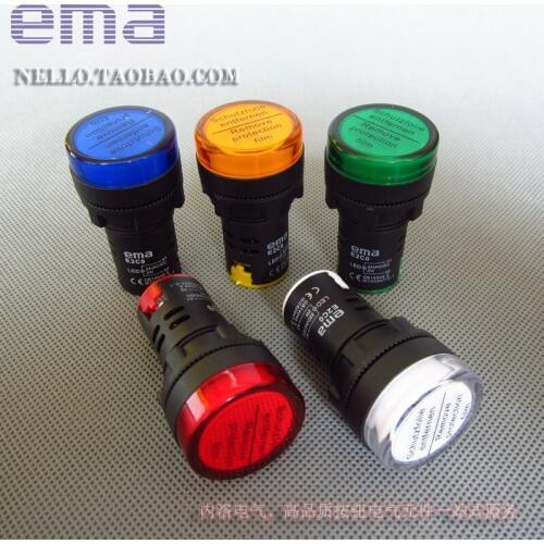 [SA]EMA integrated indicator Push button switch 22mm E2C0*L E2C0 R/G/B/W/Y 3/4/5 L LED DC24V AC110 / 220V--20pcs/lot
