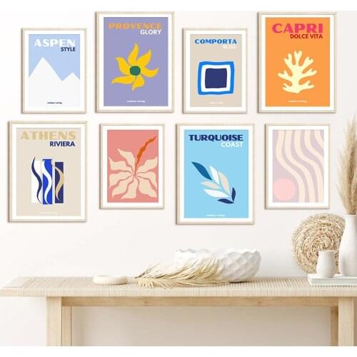 Capri Provence Athens Riviera Coast Coral Wall Art Canvas Painting Nordic Posters Prints Pictures Modern Style Living Room Decor