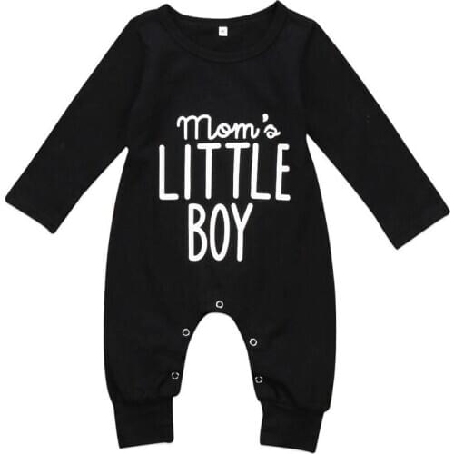 Pudcoco Newborn Baby Boy Cute Romper Letter Print Long Sleeve Jumpsuit One-Pieces Playsuit Casual Spring Autumn Clothes 0-24M