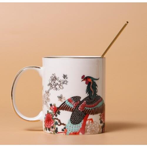 Pay Homage to the Phoenix The Summer Palace Hand-painted White Coffee Cup Porcelain Tea Cup Milk Mug Gift Kitchen Accessories