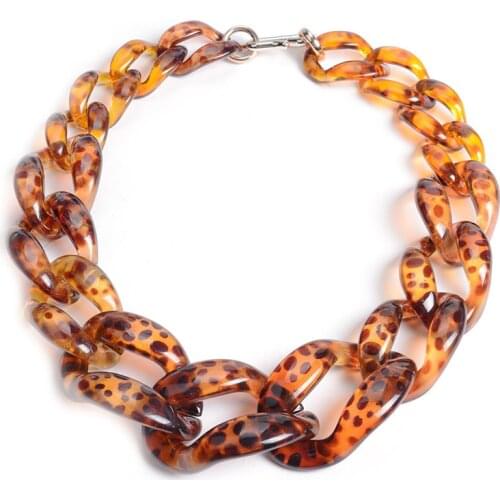 Acrylic Chunky Chain Choker Necklace Statement Long Chain Link Vintage Resin Big Pendants Necklaces For Women Fashion Jewelry