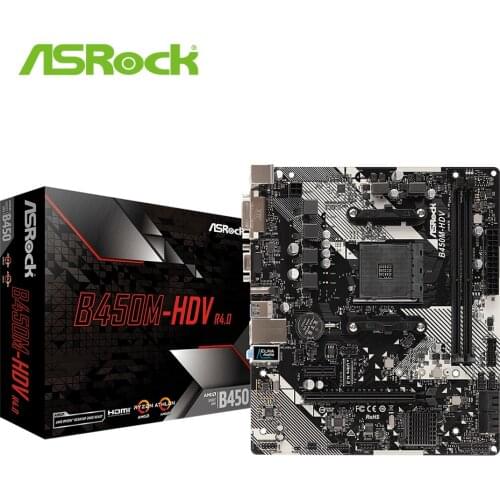 ASRock Super Alloy B450M-HDV Desktop Motherboard B450 Socket AM4 DDR4 32G SATA3, 1 Ultra M.2 USB 3.1 VGA HDMI Micro-ATX