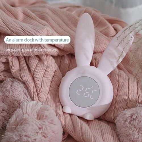 2021 New Cute Bunny Ear LED Digital Alarm Clock Electronic USB Sound Control Rabbit Night Lamp Desk Clock Home Decoration