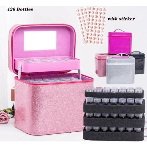 New 126 Bottles Diamond Painting Accessories Handbag Bead Storage Bottle Diamond Embroidery Multi-function Tools Kits