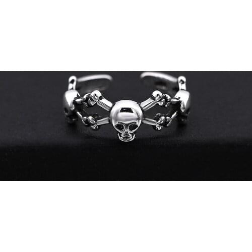 Adjustable Size Ring Punk Style Hip Hop Skeleton Male Female Jewelry Fashion Personality Open Skull Ring For Men and Women