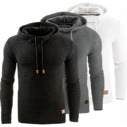 Men Long Sleeve Solid Color Hooded Mens Sweater Tracksuit Pullovers Casual Sweater Men Sportswear