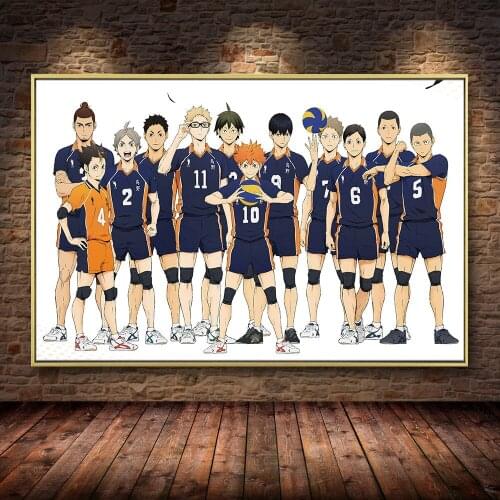 Anime Volleyball Boys Poster Canvas Painting Haikyuu Japanese Cartoon Poster Wall Art Pictures For Bedroom Kids Room Cuadros