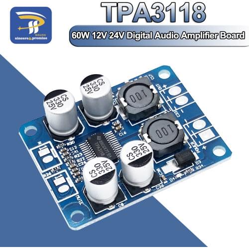 TPA3118 60W 12V 24V PBTL Mono Digital Audio Power Amplifier Board Power AMP Module Car High Out Low Power