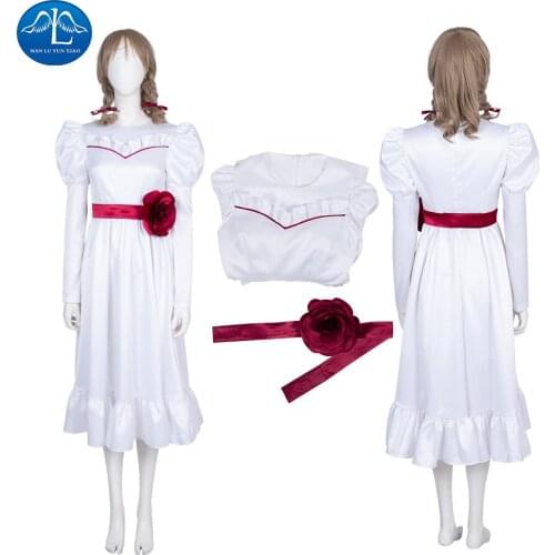 Halloween Girl Halloween Dress Doll Annabelle Cosplay Costume for Women Kids Adult Halloween Horror Movie Costume Free Delivery