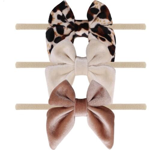 Classical 2020 3" Velvet Sailor Bow Leopard Elastic Nylon Headband Hairbands For Girl DIY Hair Accessories Headwear