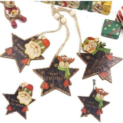 Christmas Wooden Pendants Hanging Door Ornaments Wood Crafts Xmas Tree Ornaments Christmas Party Decorations Kids Gift Dropship