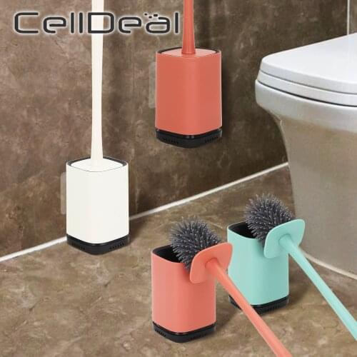 Self Cleaning TPR Toilet Brush Holder Soft Bathroom Set Tool Universal Wc Accessories Wall Hanging Household Long Handle Durable