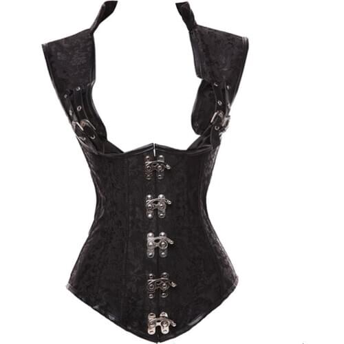 Sexy Womens Spiral Steel Boned Steampunk Underbust Bustiers Plus Size S-6XL Buckles Gothic Corset Burlesque Basque Costume