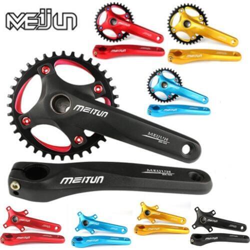 MEIJUN mountain bike, aluminum alloy screw, hollow integral single speed sprocket, 36T tooth disk, bicycle fittings crank
