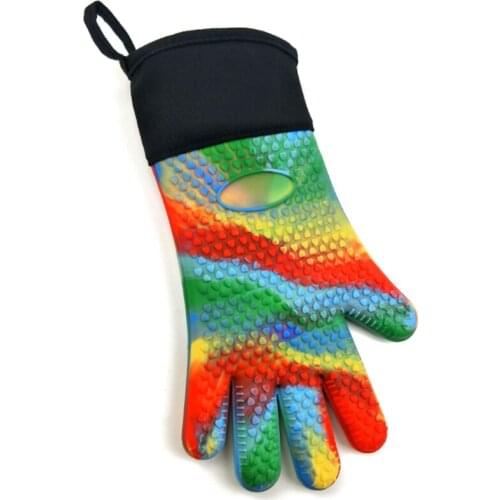 Microwave Silicone Cotton Rainbow Glove High Temperature Resistance Insulated Heat Pot Clips Oven Gloves Kitchen BBQ Accessories