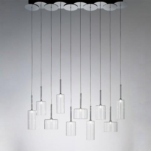 Modern Gray White Clear Glass Metal LED Chandelier Bar Villa Living Room Creative Lighting Fixture LED Suspension Lamps PA0549