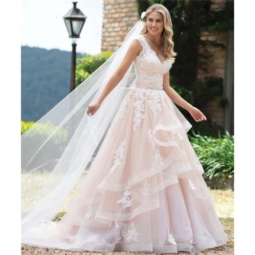 2020 A-line wedding dress sweetheart marriage dress luxury wedding dress zipper back Grown Tiered vestido de noiva sash dress