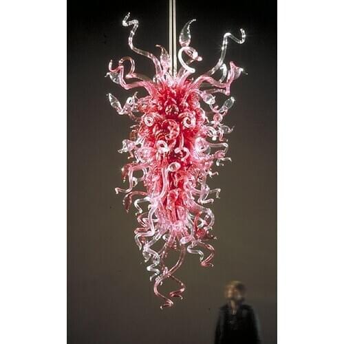 Wedding Decoration Romantic Pink Chandelier Style Hand Blown Glass Hanging Chandelier Lights