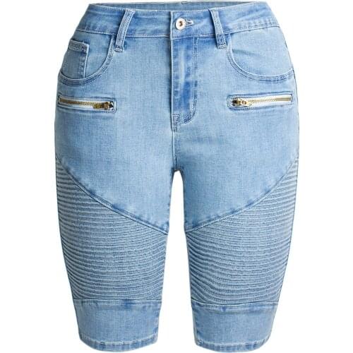 2021 Biker Shorts Jeans Denim Shorts Light Color Stretch Locomotive Summer Capris Women