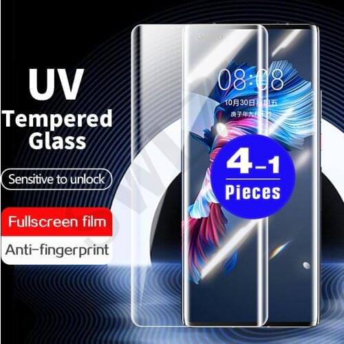 1-4Pcs UV Glass for Huawei nova 7 8 pro mate 20 30 P30 40 P40 pro plus UV tempered glass phone screen protector protective film