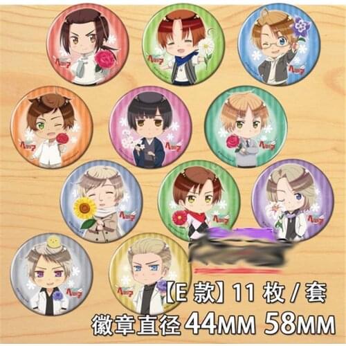 11pcs Hetalia: Axis Powers Japan Anime Pins Backpack Bags Cartoon Badge Brooch Collection Cosplay Collectible Accessories Gifts
