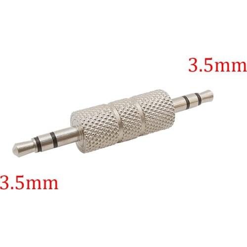2Pcs Metal 3.5mm Stereo Male to Male Headphone Plug Audio Connectors 3.5 Jack Earphone Plug Coupler Aux Audio Converter Adapter