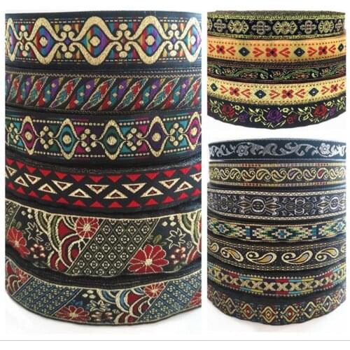 3M/Lot Black Flower Embroidered Lace Trim Ribbon Fabric Handmade Sewing Craft For Costume Hat Decoration HB144